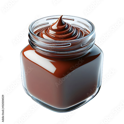 3D glass jar with chocolate Liquid isolated on white background