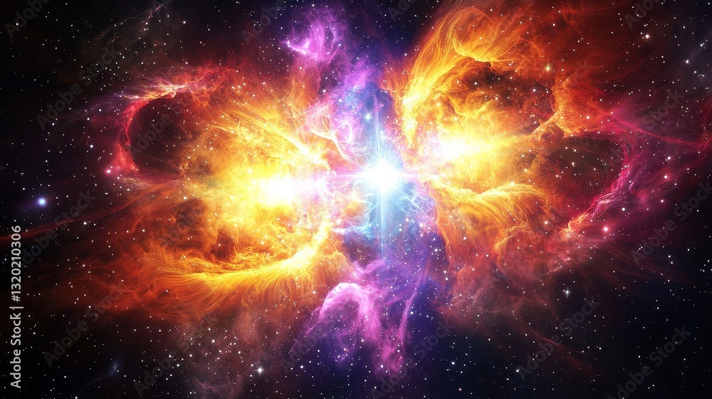 Vibrant Cosmic Nebula with Colorful Gas Clouds and Stellar Background Vibrant Cosmic Nebula with Colorful Gas Clouds and Stellar Background