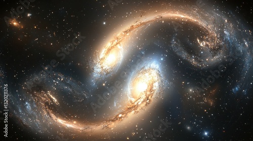 Stunning Cosmic Interaction of Two Spiral Galaxies in Space
