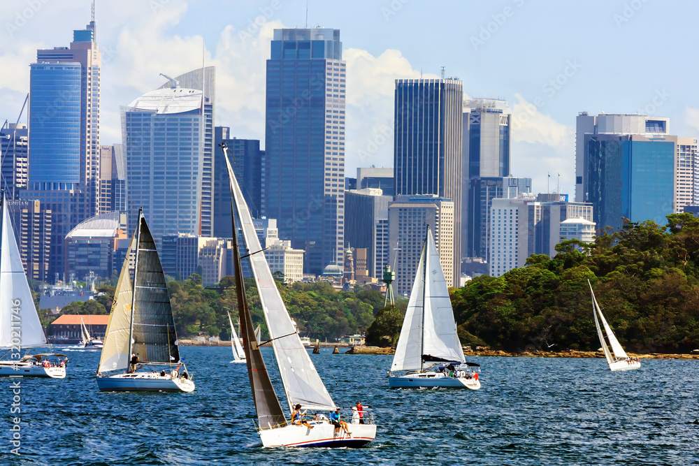 Yachts sailing in Sydney Harbour