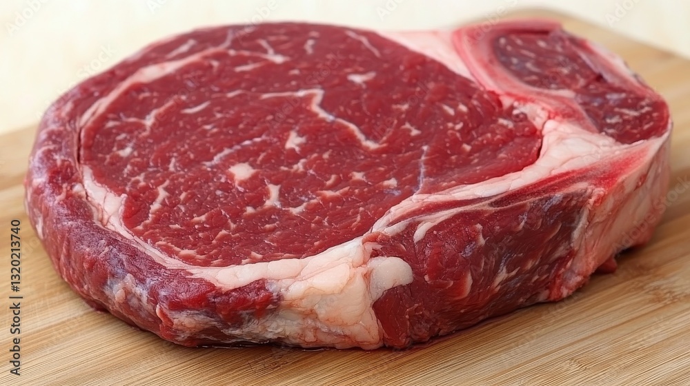 Fresh Ribeye Steak on Cutting Board Ready for Cooking, High-Quality Meat, Culinary Preparation for Delicious Meals Fresh Ribeye Steak on Cutting Board Ready for Cooking, High-Quality Meat, Culinary Preparation for Delicious Meals