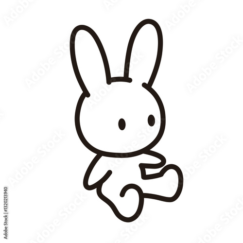 かわいいうさぎのぬいぐるみのアイソメトリックイラスト。ベクターデータは線幅の編集が可能です