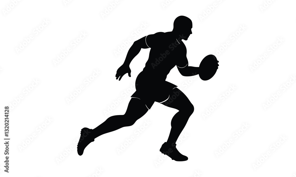 Rugby Player Running Silhouette Rugby Player Running Silhouette