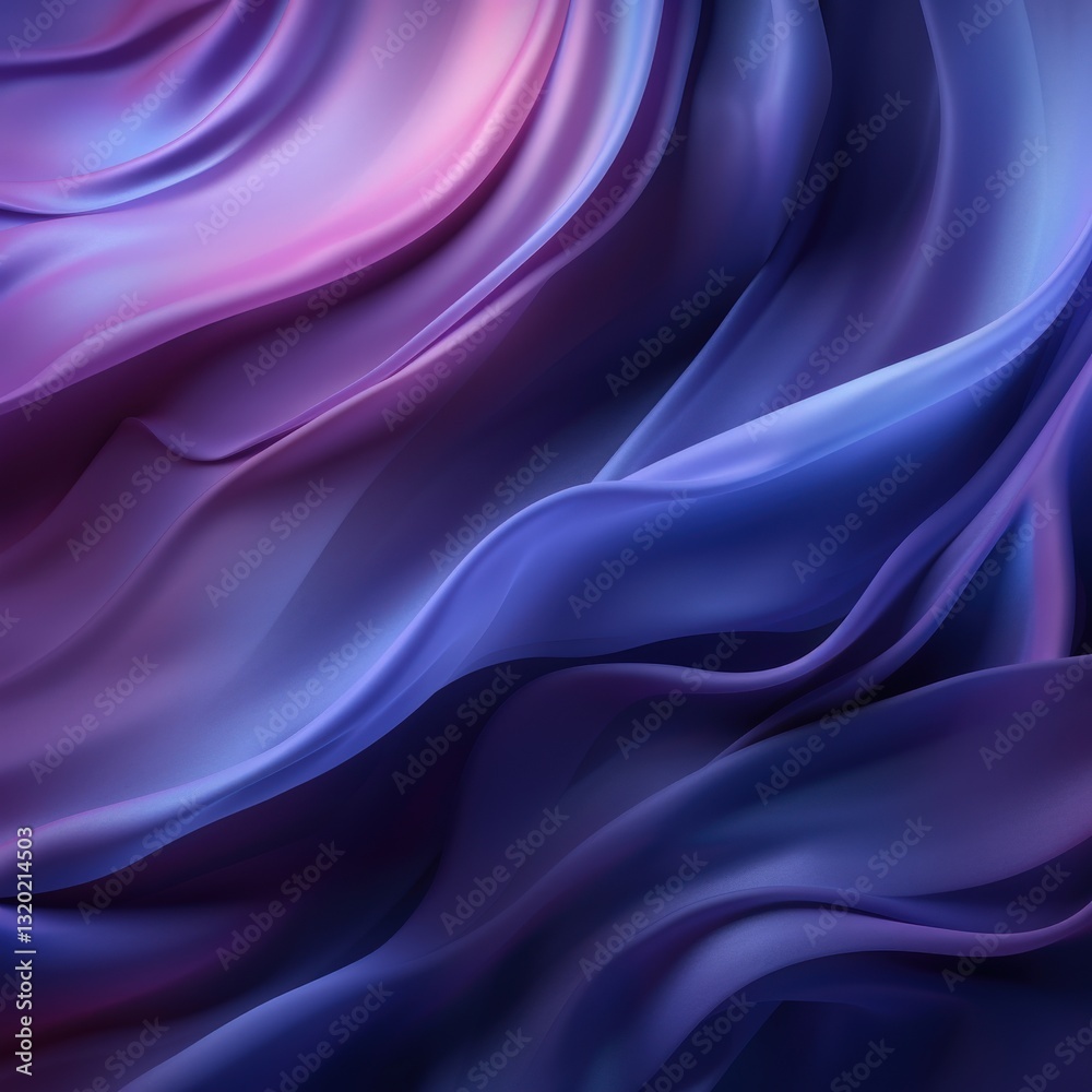 Obraz premium Purple blue silk fabric waves, abstract background, elegant design, website banner