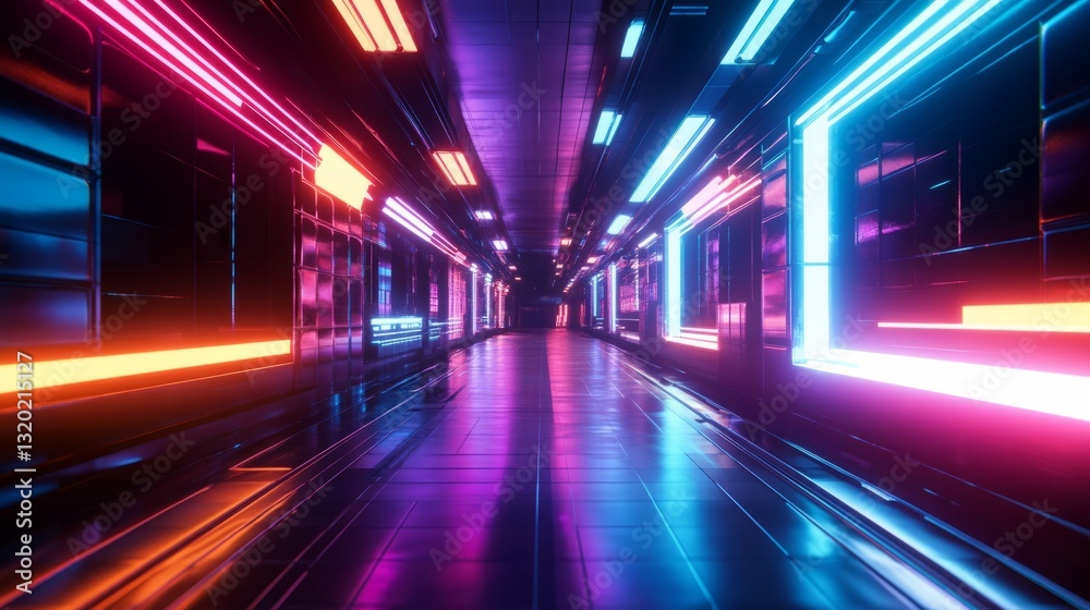 Abstract futuristic tunnel with glowing neon rings generative ai Abstract futuristic tunnel with glowing neon rings generative ai