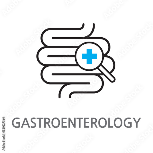 9.GASTROENTEROLOGY.eps. Gastroenterology, Gastroenterology icon. internal medicine linear illustration icon on white background. EPS, PNG, JPG
