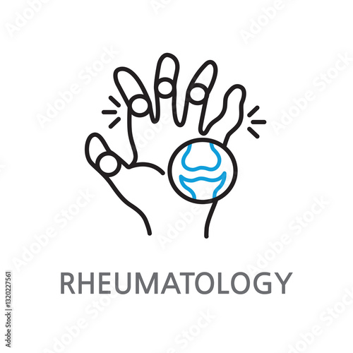 12.RHEUMATOLOGY.eps. Arthritis. Rheumatoid icon. Rheumatoid linear illustration icon on white background. EPS, PNG, JPG
