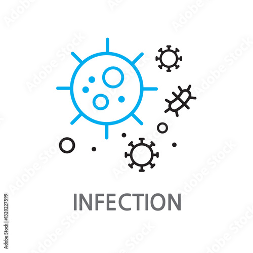 16.INFECTION.eps. Infection. Infection icon. Bacterial, bacterial linear illustration icon on white background. EPS, PNG, JPG