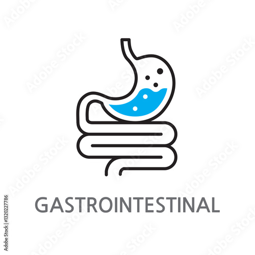 21.GASTROINTESTINAL.eps.gastrointestinal, gastrointestinal icon. gastrointestinal linear illustration icon on white background. EPS, PNG, JPG