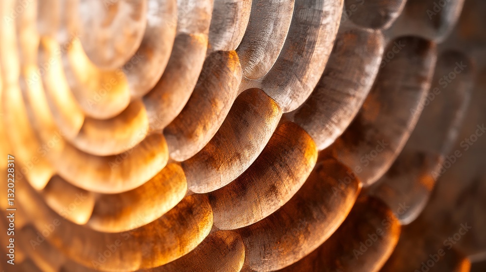 Detailed close up of curved wooden shapes with lighting effects Detailed close up of curved wooden shapes with lighting effects