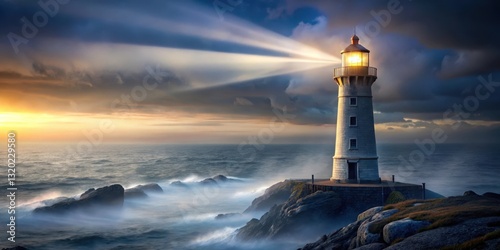 Wallpaper Mural Towering seaside lighthouse stands alone against the darkening sky Torontodigital.ca