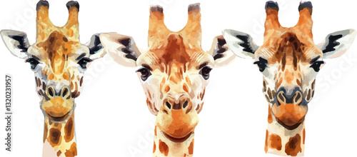 Watercolor giraffe head. Vector illustration on white background
