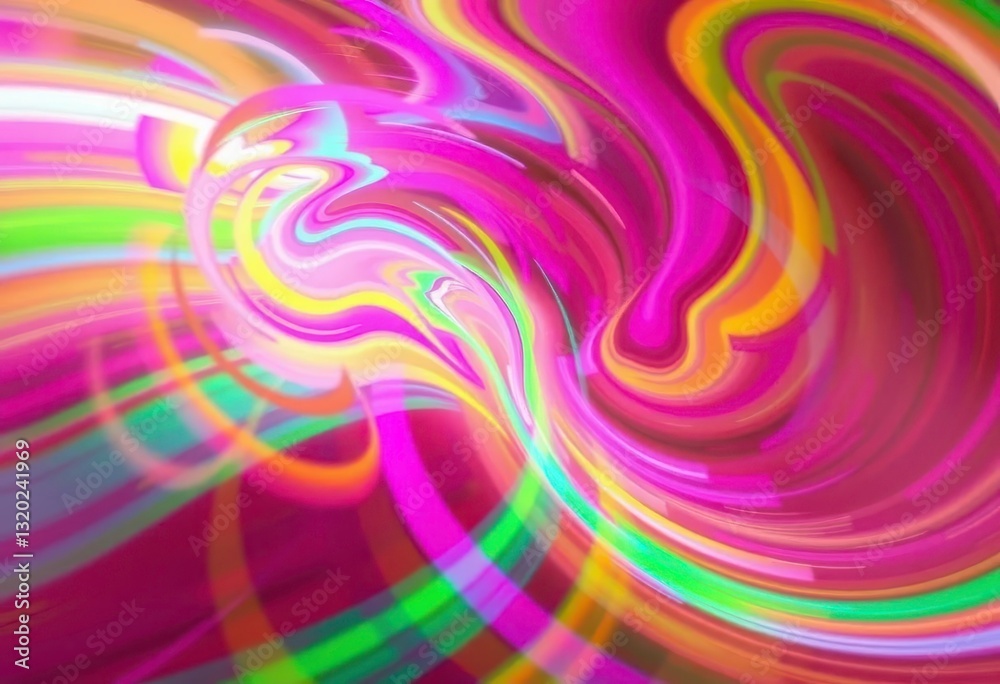 Obraz premium Hypnotic color swirl, vibrant pinks, yellows, greens, and blues in dynamic motion, background, design
