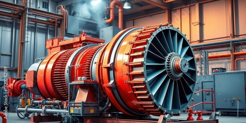 Wallpaper Mural Industrial turbine generator utilizing waste heat for electricity production, energy infrastructure, machinery Torontodigital.ca