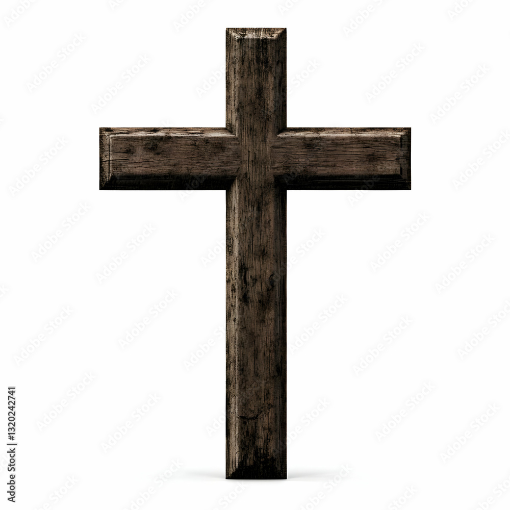 3D Render of a Weathered Wooden Cross Isolated on White Background 3D Render of a Weathered Wooden Cross Isolated on White Background
