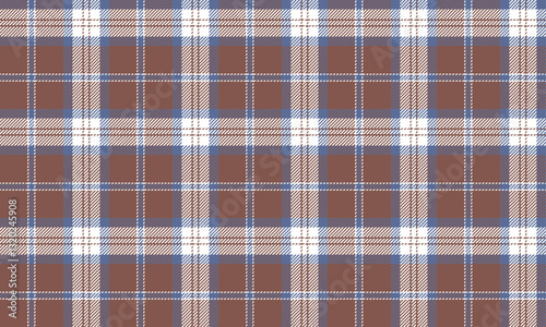 Seamless plaid pattern, brown, white, blue, creating a perfect balance, suitable for designing clothes, skirts and pants in a classic, modern style.