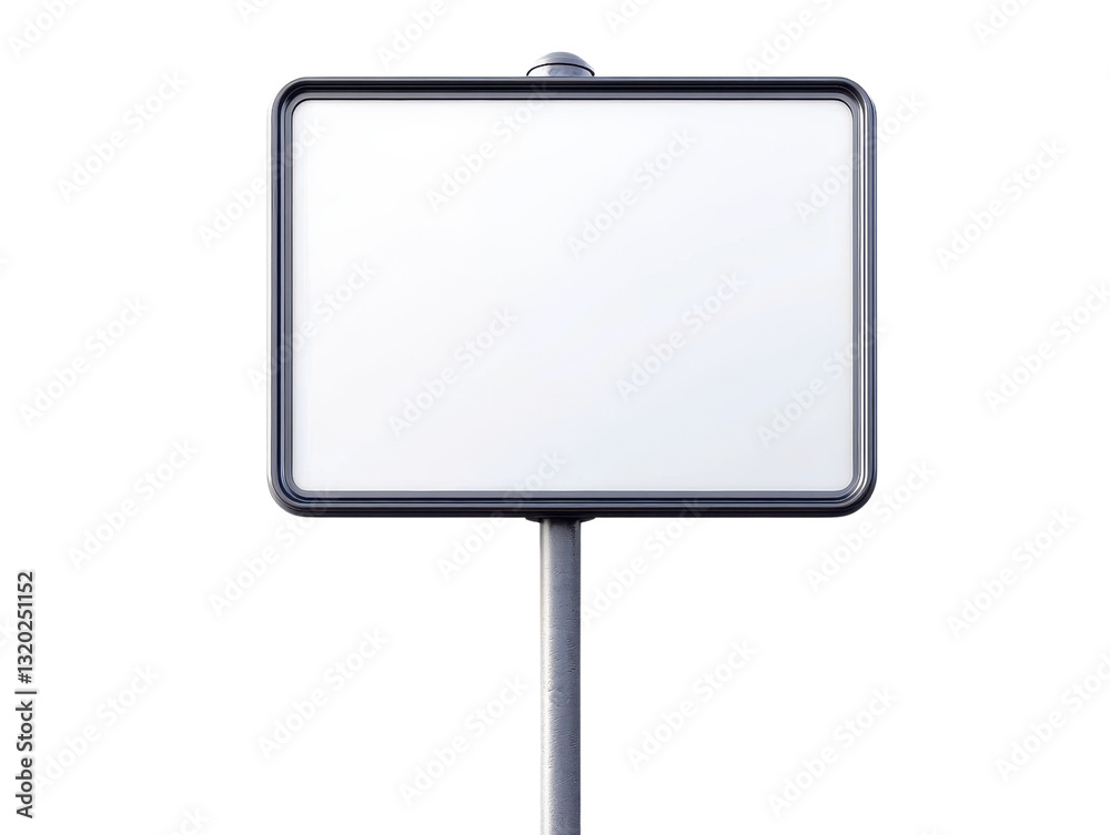 blank white square sign on metal pole on transparent background blank white square sign on metal pole on transparent background