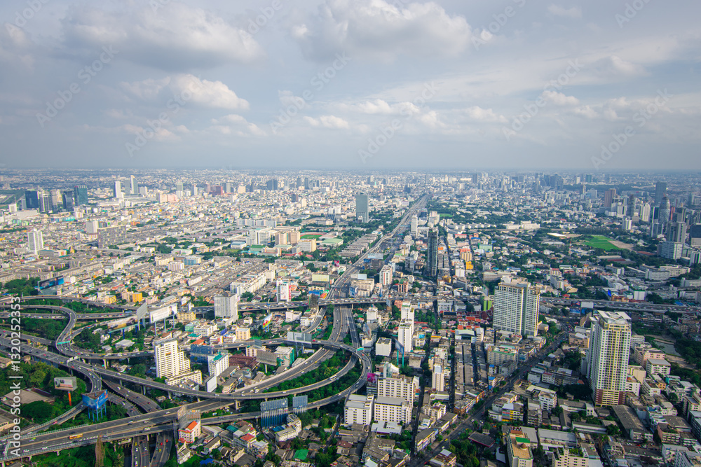 Cityscape with expressway and traffic of Bangkok Cityscape with expressway and traffic of Bangkok
