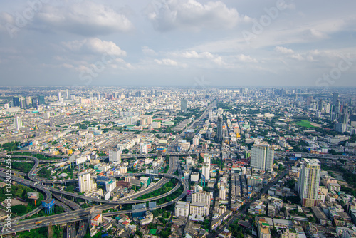 Cityscape with expressway and traffic of Bangkok