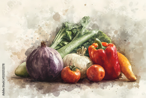 Fresh Garden Bounty: An eye-catching composition of vibrant vegetables, showcasing an array of fresh produce. capturing the beauty of organic goodness.