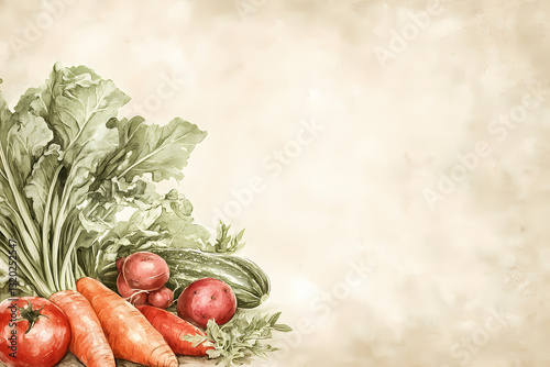 Fresh Farm Harvest: A colorful assortment of freshly picked vegetables, artfully arranged against a rustic textured background, celebrates the bounty of the earth and the beauty of simple food.