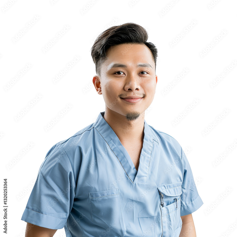 Young Healthcare Professional Smiling in Medical Scrubs with Confident Expression Young Healthcare Professional Smiling in Medical Scrubs with Confident Expression