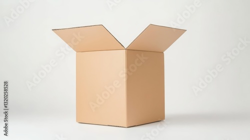 Cardboard box carton white background delivering. photo