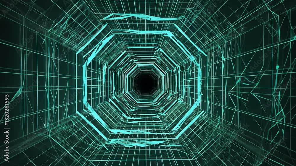 Virtual Mesh Tunnel: Vibrating Grid Animation