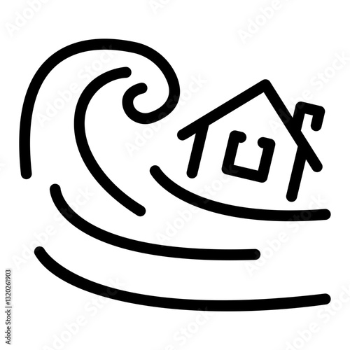 flooded house Line Icon
