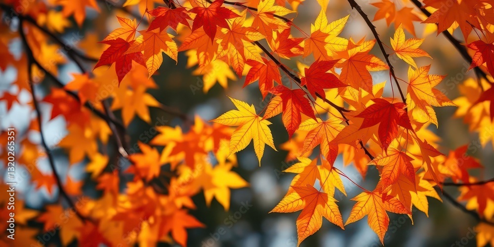Vibrant autumn leaves in warm golden hues, perfect for Canadian holiday decor, branch, holiday Vibrant autumn leaves in warm golden hues, perfect for Canadian holiday decor, branch, holiday
