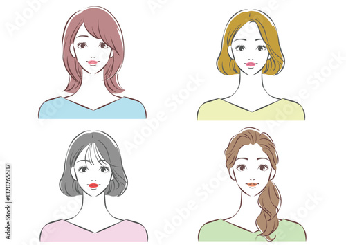 さまざまな女性たち　正面