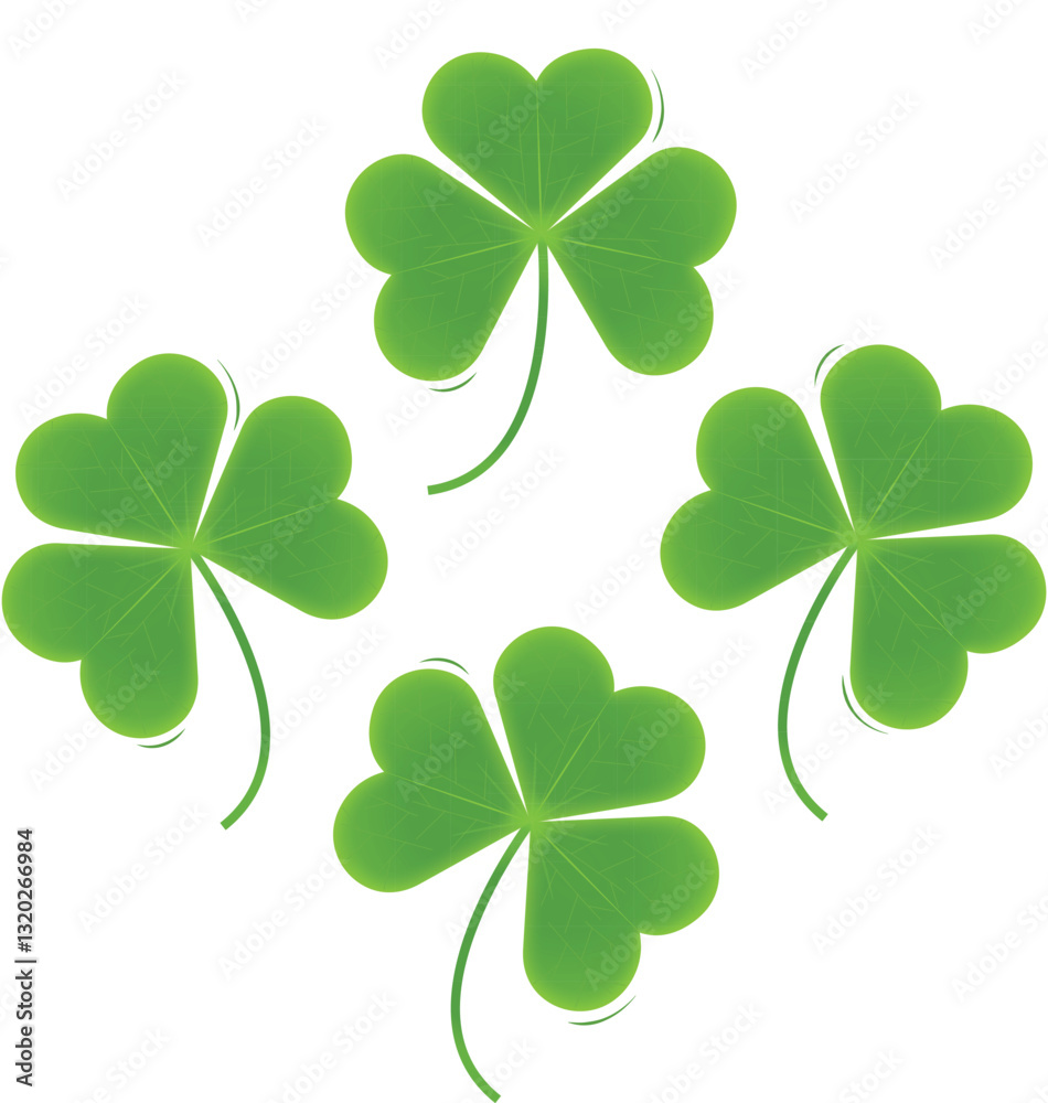 A sprig of green and shiny clover leaves, clover is also called a fresh growing shamrock. A sprig of green and shiny clover leaves, clover is also called a fresh growing shamrock.