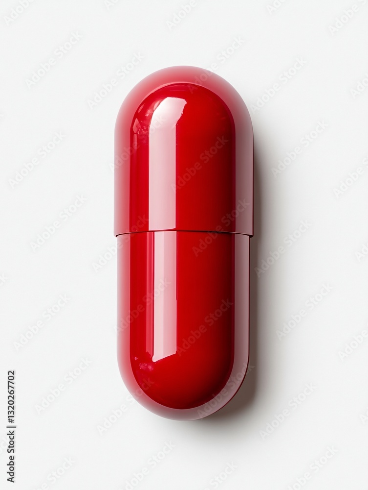 Close-up of a Single Red Capsule on a White Background Close-up of a Single Red Capsule on a White Background