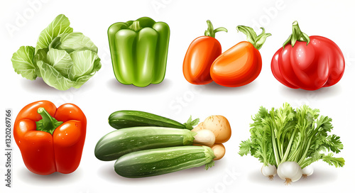 Colorful Harvest: A vibrant medley of fresh vegetables artfully arranged, a visual feast of nature's bounty, celebrating health and the essence of organic living.