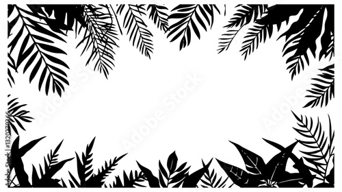 Rainforest Frame Palm Tree Jungle Wild Leaves Fern