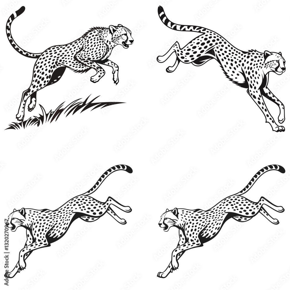Fototapeta premium Dynamic Cheetah Silhouettes Speed and Power in Motion.