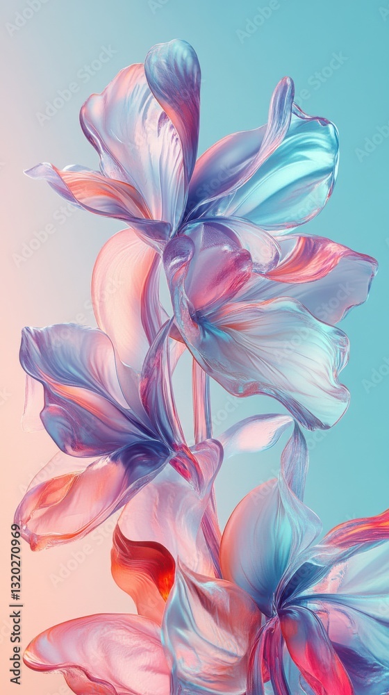 Fototapeta premium Subtle pastel colors blending into dynamic gradients, soft hues. Vertical
