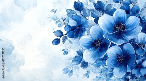 Lovely blue floral arrangement on a soft backdrop.