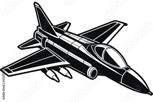 Flat design fighter jet silhouette