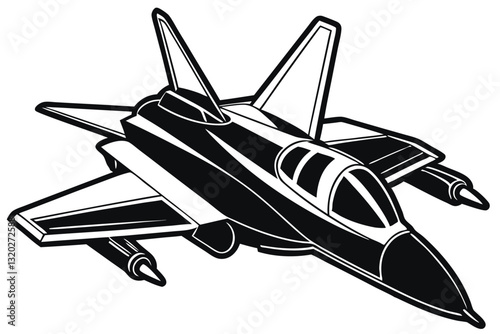 Flat design fighter jet silhouette