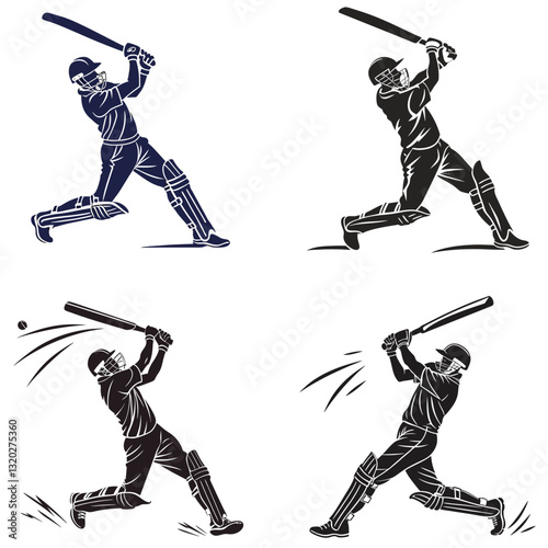 Cricket Silhouettes High Impact Sports Illustrations.