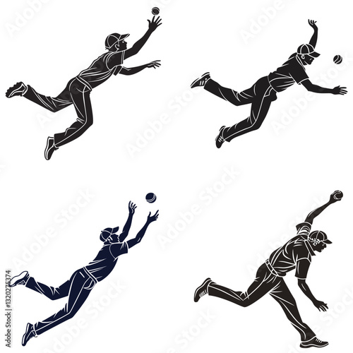 Cricket Silhouettes High Impact Sports Illustrations.