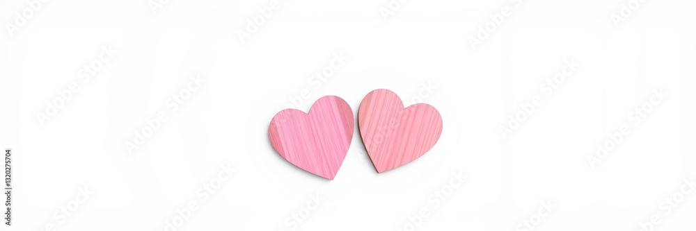 Two soft pink hearts positioned close together on a light background radiating warmth and affection Two soft pink hearts positioned close together on a light background radiating warmth and affection