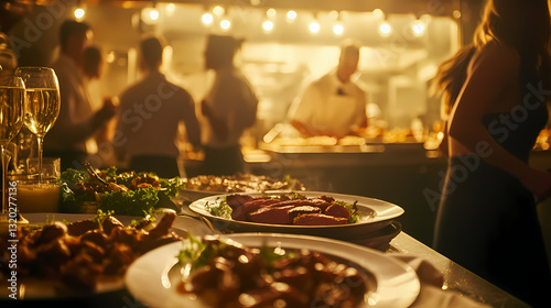 Wallpaper Mural Culinary Elegance: Capturing the ambiance of a high-end restaurant, a lavish spread of gourmet dishes is illuminated. Torontodigital.ca