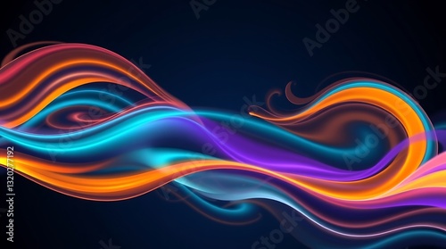 Vibrant Cosmic Swirls Dancing Across A Dark Canvas, A Mesmerizing Blend Of Orange, Teal, And Purple Hues Creating A Dynamic, Energetic Flow