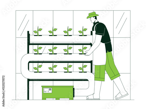 People is gardening in the middle of the city illustration. Urban Farming illustration. Flat vector illustration concept