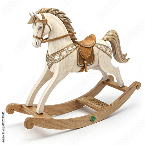 wooden rocking horse isolated
