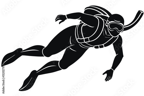 Scuba diver silhouette vector Scuba diving silhouettes on white