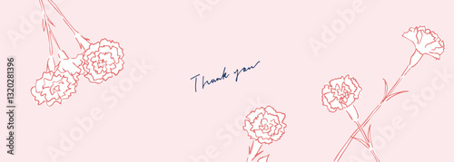母の日のカーネーションイラスト。母の日のカードテンプレート。カーネーションのベクターイラスト。Mother's day carnation illustration. Mother's day card template. Carnation vector illustration.