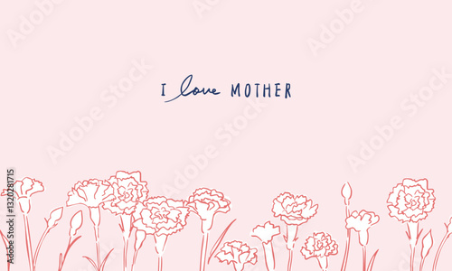 母の日のカーネーションイラスト。母の日のカードテンプレート。カーネーションのベクターイラスト。Mother's day carnation illustration. Mother's day card template. Carnation vector illustration.